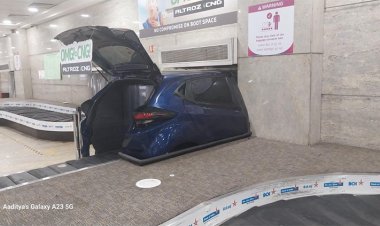 Tata Motors showcases Altroz iCNG on the luggage conveyor belt at Mumbai's T1 Airport