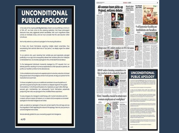 AJIO's TOI newspaper 'Public Apology' isn't as straightforward as perceived