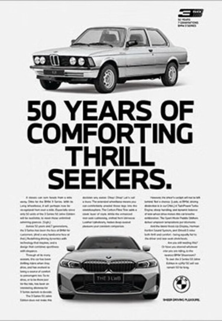 Rediffusion Crafts BMW Print Ad Celebrating 50 Years of 3 Series