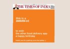 Zomato Wishes Swiggy a Happy Birthday in Rare Print Ad