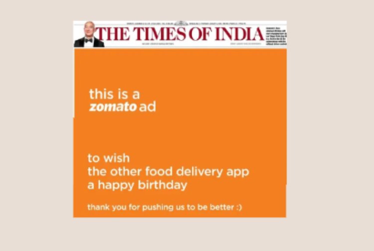 Zomato Wishes Swiggy a Happy Birthday in Rare Print Ad